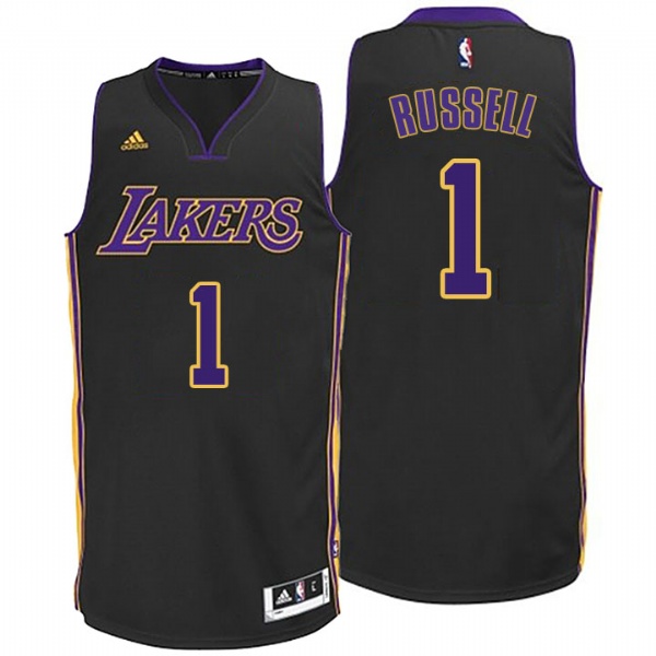 Men's  Lakers #1 D'Angelo Russell Hollywood Nights Black Jersey