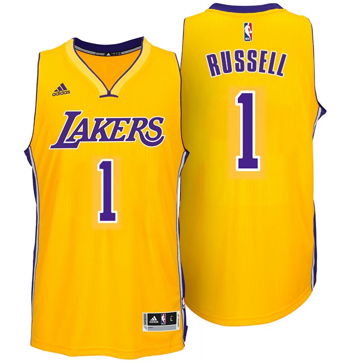 Men's  Lakers #1 D'Angelo Russell New Swingman Home Gold Jersey