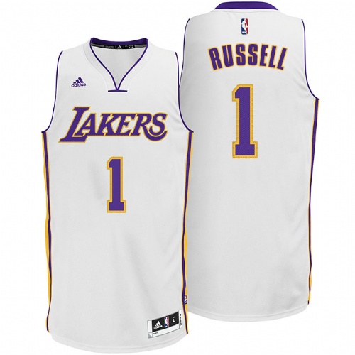 Men's  Lakers #1 D'Angelo Russell Home White new swingman Jersey