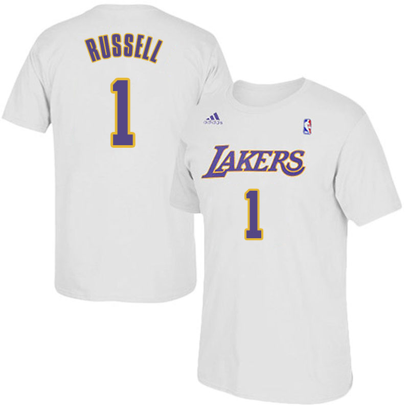 Men's  Lakers #1 D'Angelo Russell White  T-Shirt