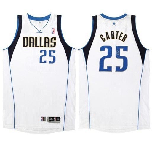 Men's  Dallas Mavericks #25 Vince Carter Home White Jersey