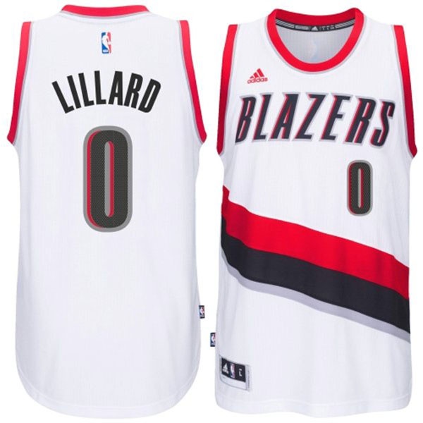 Men's  Blazers #0 Damian Lillard 2014-15 New White Jersey