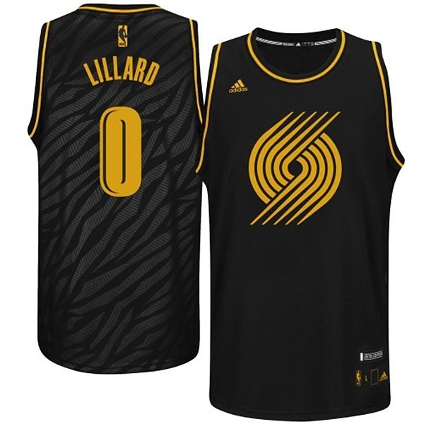 Men's  Blazers #0 Damian Lillard Metals Fashion Black Jersey