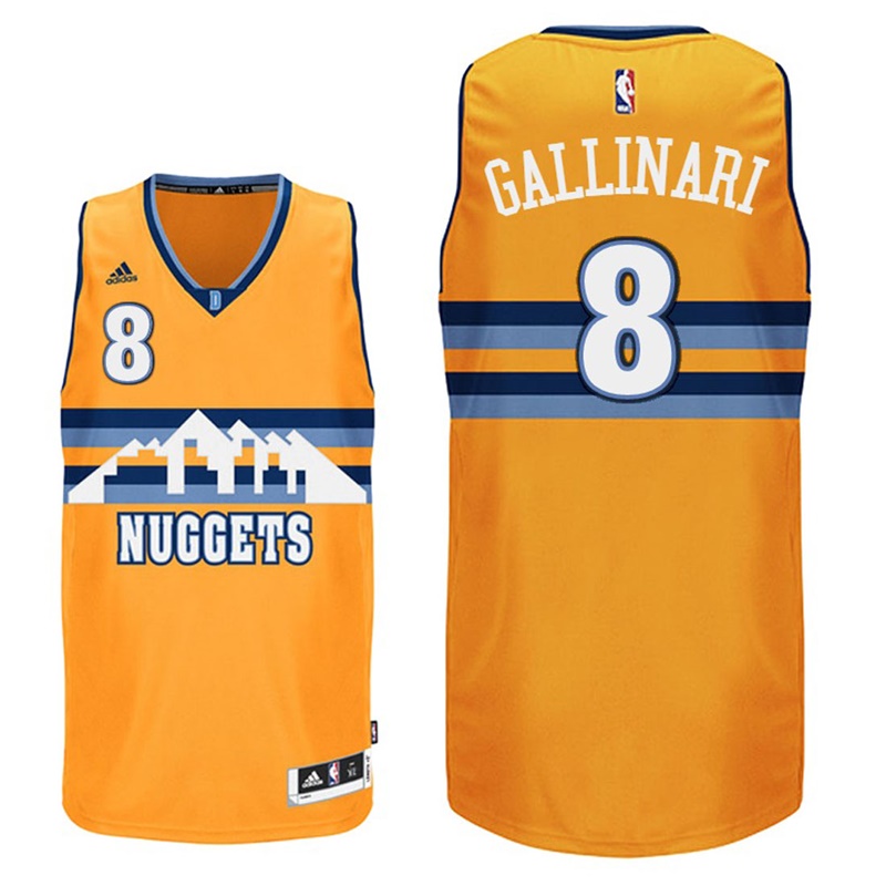 Men's  Denver Nuggets# 8 Danilo Gallinari 2016-17 Gold Jersey