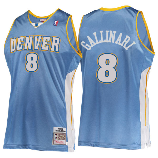 Men's  Danilo Gallinari Denver Nuggets Hardwood Classics 2003-06 Road Authentic Mitchell Ness Blue Jersey