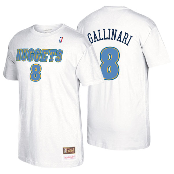 Men's  Danilo Gallinari Denver Nuggets Mitchell Ness Hardwood Classics Name Number White T-shirt