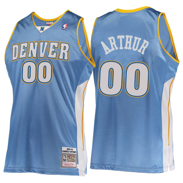 Men's  Darrell Arthur Denver Nuggets Hardwood Classics 2003-04 Road Authentic Mitchell Ness Blue Jersey