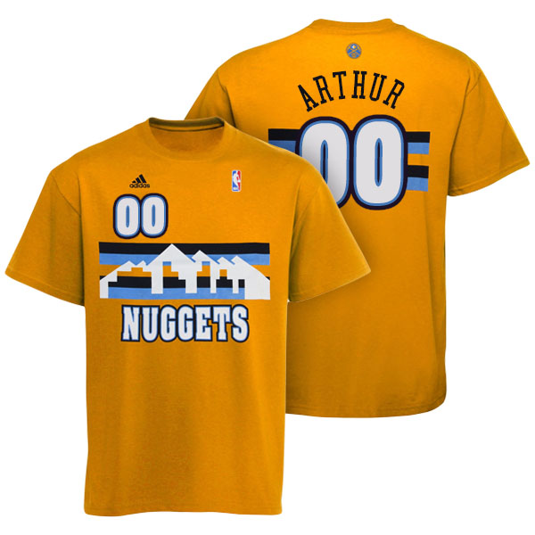 Men's  Darrell Arthur Denver Nuggets Name and Number Gold T-shirt