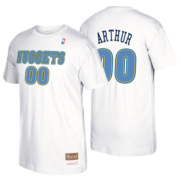 Men's  Darrell Arthur Denver Nuggets Mitchell Ness Hardwood Classics Name Number White T-shirt