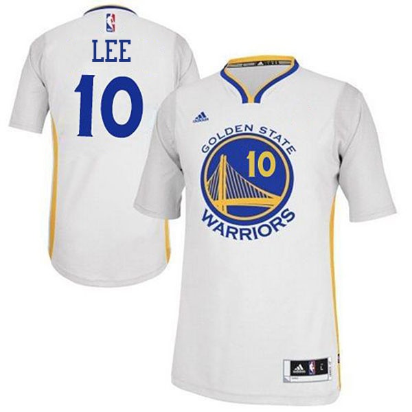 Men's  Warriors Home #10 David Lee White Jersey With Sleeves