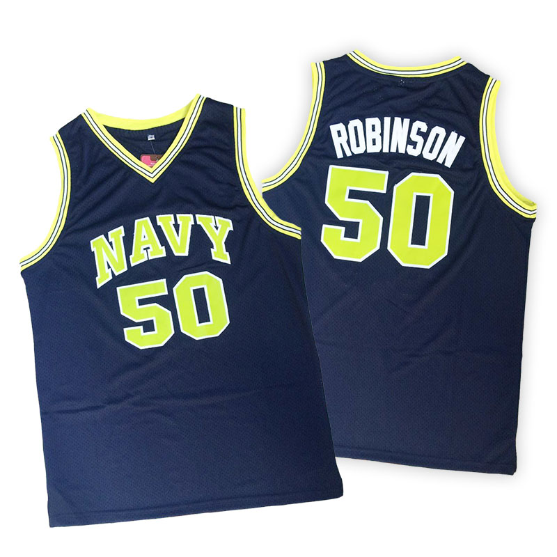 Men's  David Robinson San Antonio Spurs Navy Midshipmen College Basketball Navy Blue Jersey