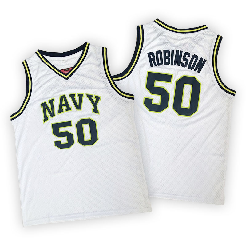 Men's  David Robinson San Antonio Spurs Navy Midshipmen College Basketball White Jersey