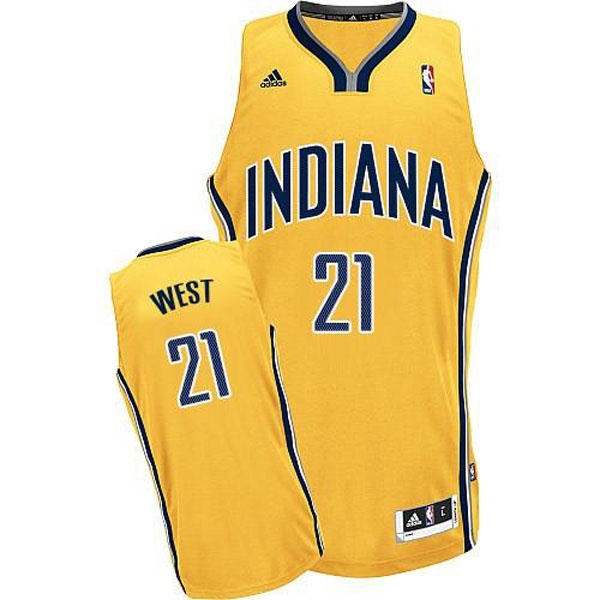 Men's  Indiana Pacers #21 David West Alternate Yellow Jersey