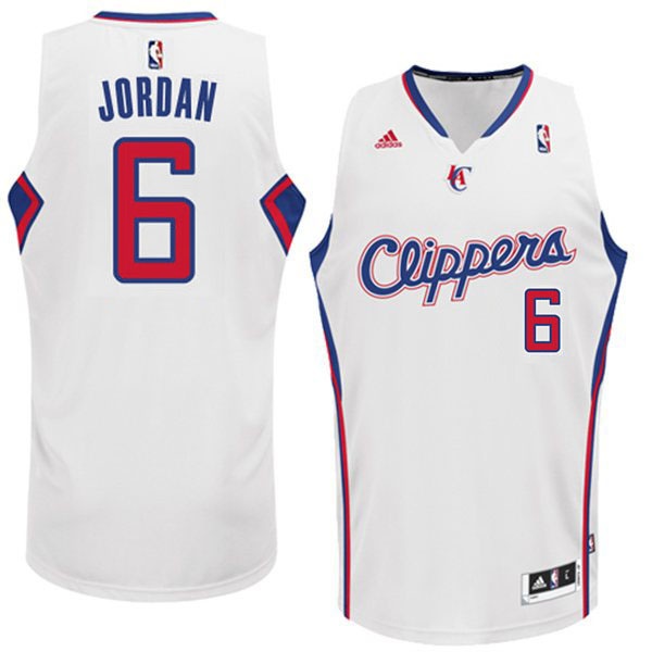 Men's  Clippers #6 DeAndre Jordan 2014-2015 New Swingman Home White Jersey