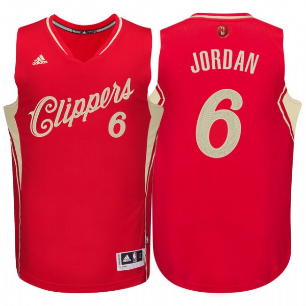 Men's  Clippers #6 DeAndre Jordan 2015 Christmas Day Red Jersey