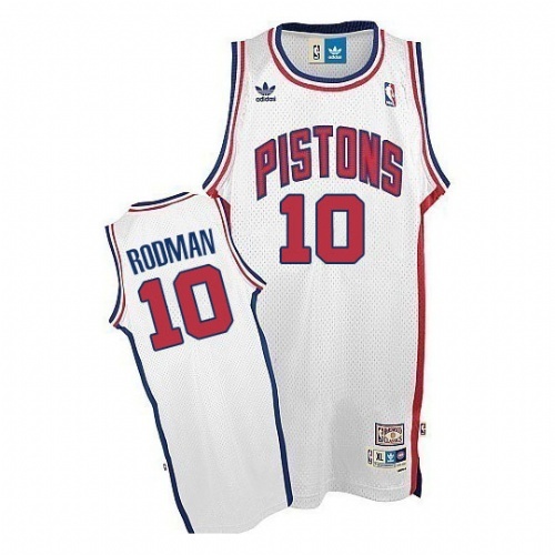 Men's  Pistons #10 Dennis Rodman White Throwback Jersey