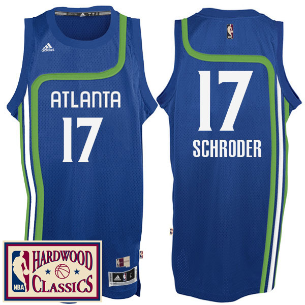 Men's  Atlanta Hawks# 17 Dennis Schroder 2016-17 Hardwood Classics Royal Jersey