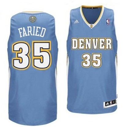 Men's  Denver Nuggets #35 Kenneth Faried Road Jersey