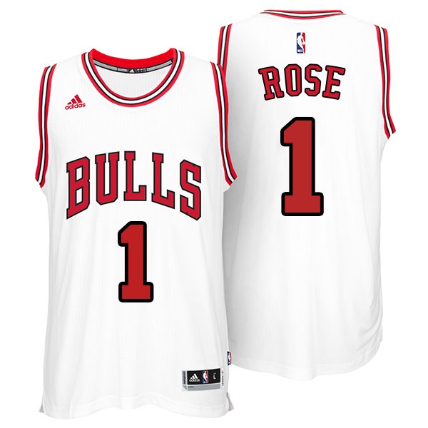 Men's  Bulls #1 Derrick Rose 2014-15 New Swingman White Jersey