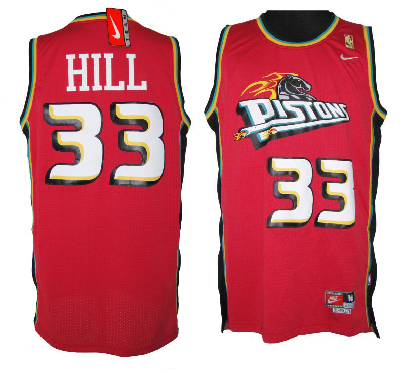 Men's  Detroi Pistons #33 Grant Hill Throwback Red Jersey