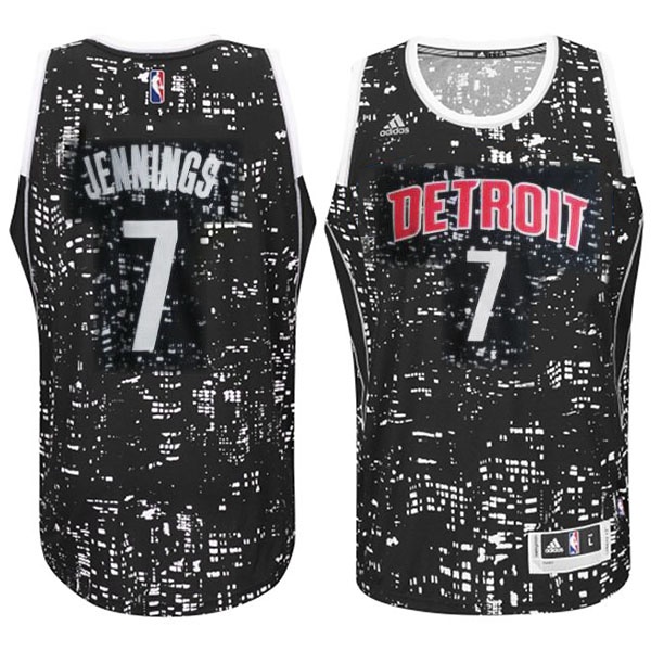 Men's  Detroit Pistons #7 Brandon Jennings City Lights Jersey Black