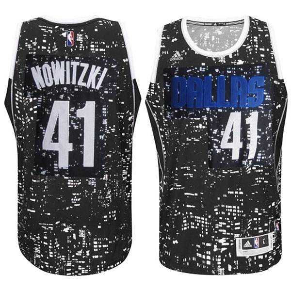 Men's  Dallas Mavericks Dirk Nowitzki City Lights Black Jersey