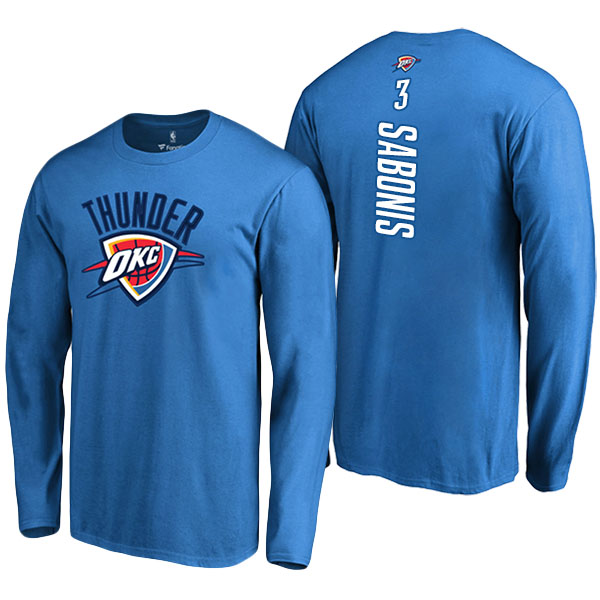 Men's  Domantas Sabonis Oklahoma City Thunder Backer Long Sleeve Blue Long Sleeve T-shirt