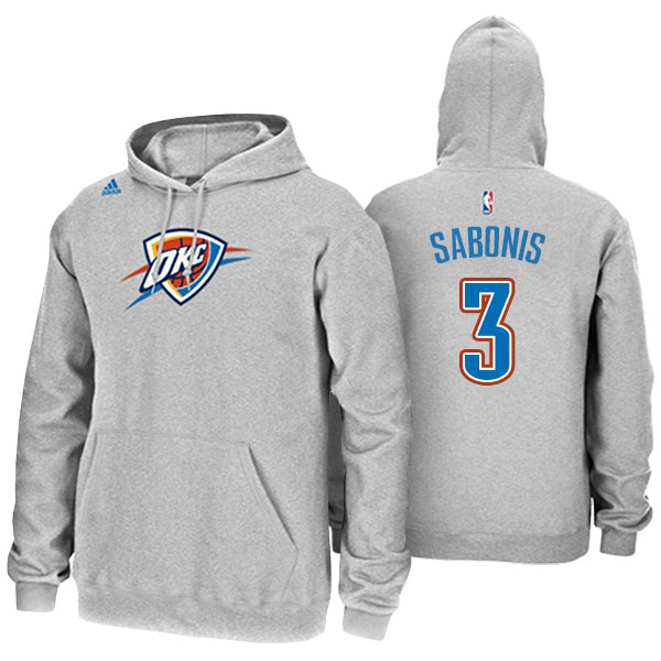 Men's  Domantas Sabonis Oklahoma City Thunder Name and Number Pullover Hoodie Gray Pullover Hoodie