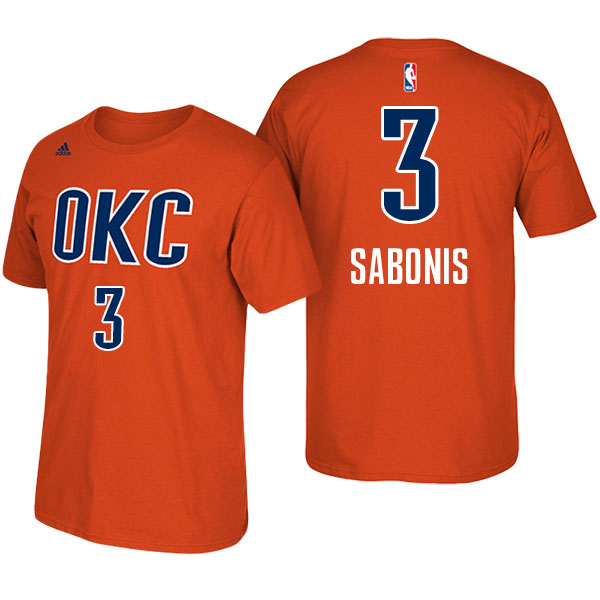 Men's  Domantas Sabonis Oklahoma City Thunder Adidas Net Number Orange T-shirt