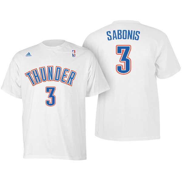 Men's  Domantas Sabonis Oklahoma City Thunder Adidas Net Number White T-shirt