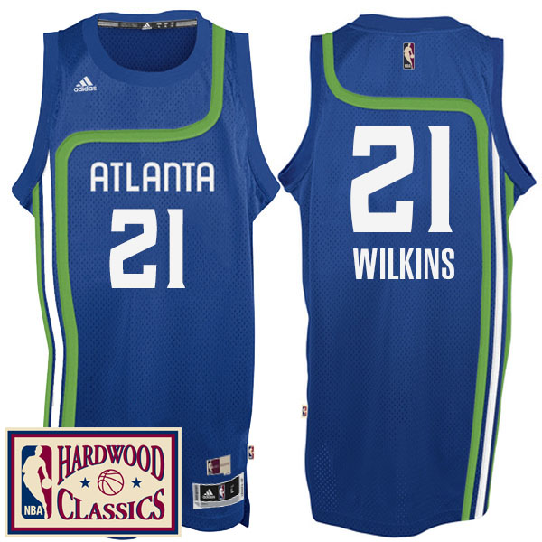 Men's  Atlanta Hawks# 21 Dominique Wilkins 2016-17 Hardwood Classics Royal Jersey