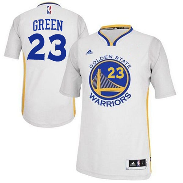 Men's  Warriors #23 Draymond Green White Sleeves Jersey