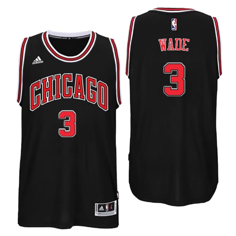 Men's  Chicago Bulls# 3 Dwyane Wade 2016-17 Black Jersey