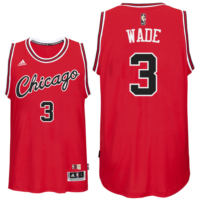 Men's  Chicago Bulls# 3 Dwyane Wade Hardwood Classics Nights Red Jersey