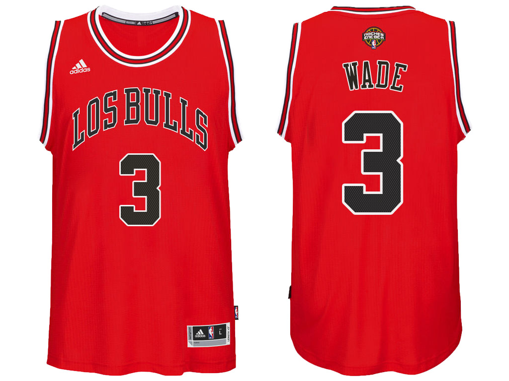 Men's Dwyane Wade Noches Enebea Swingman Road Red Jersey