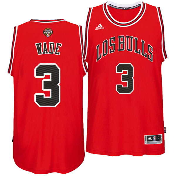 Men's  Dwyane Wade Chicago Bulls Road Noches Enebea Red Jersey