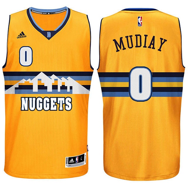 Men's  Denver Nuggets #0 Emmanuel Mudiay Gold Jersey