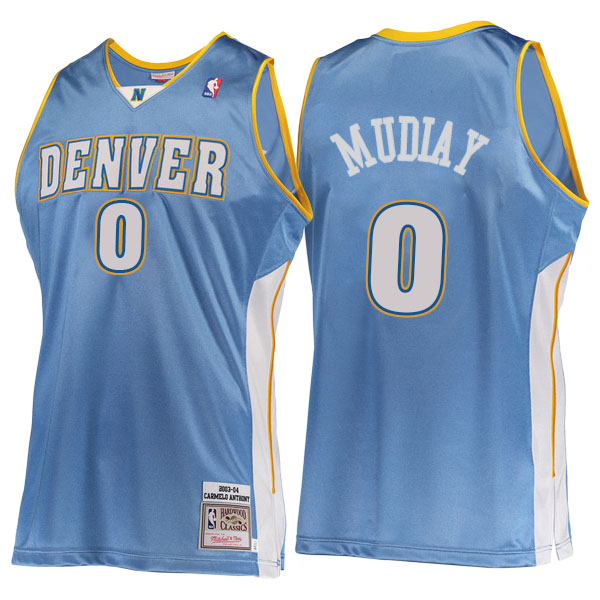 Men's  Emmanuel Mudiay Denver Nuggets Hardwood Classics 2003-05 Road Authentic Mitchell Ness Blue Jersey