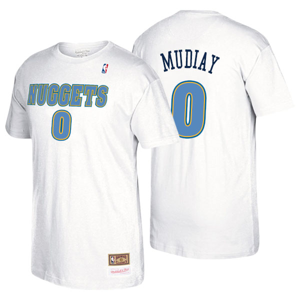 Men's  Emmanuel Mudiay Denver Nuggets Mitchell Ness Hardwood Classics Name Number White T-shirt