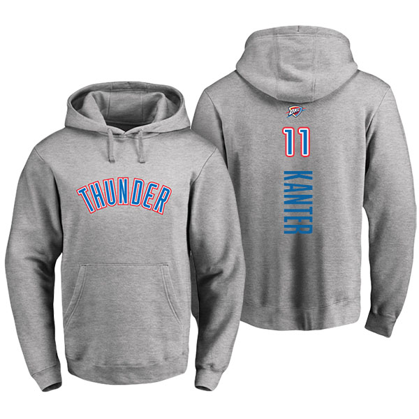 Men's  Enes Kanter Oklahoma City Thunder Personalized Backer Gray Pullover Hoodie