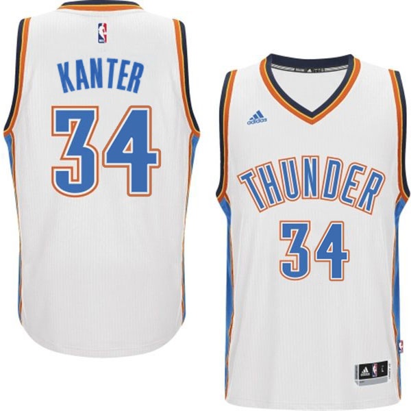 Men's  OKC Thunder #34 Enes Kanter Home White Swingman Jersey