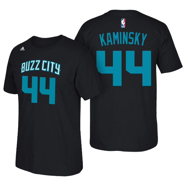 Men's  Frank Kaminsky Charlotte Hornets Adidas Net Number Black T-shirt