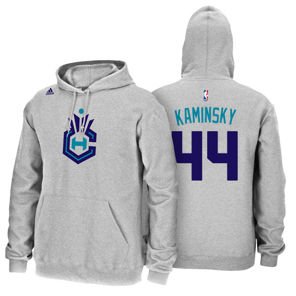 Men's  Frank Kaminsky Charlotte Hornets Adidas Name Number Gray Pullover Hoodie