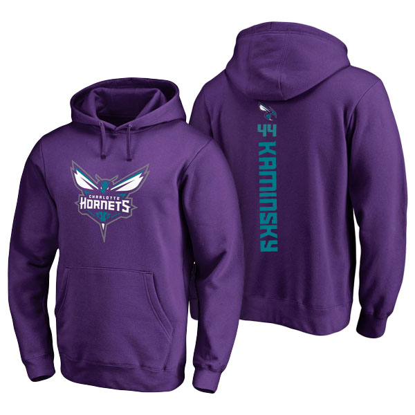 Men's  Frank Kaminsky Charlotte Hornets Fanatics Branded Backer Purple Pullover Hoodie