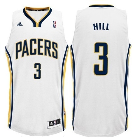 Men's  Indiana Pacers #3 George Hill Home White Swingman Jersey