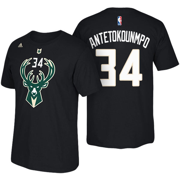 Men's  Giannis Antetokounmpo Milwaukee Bucks Adidas Net Number Black T-shirt