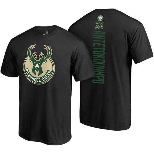 Men's  Giannis Antetokounmpo Milwaukee Bucks Backer Name Number Black T-shirt