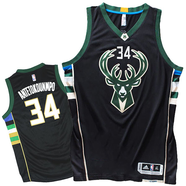 Men's  Bucks #34 Giannis Antetokounmpo Alternate Black Jersey