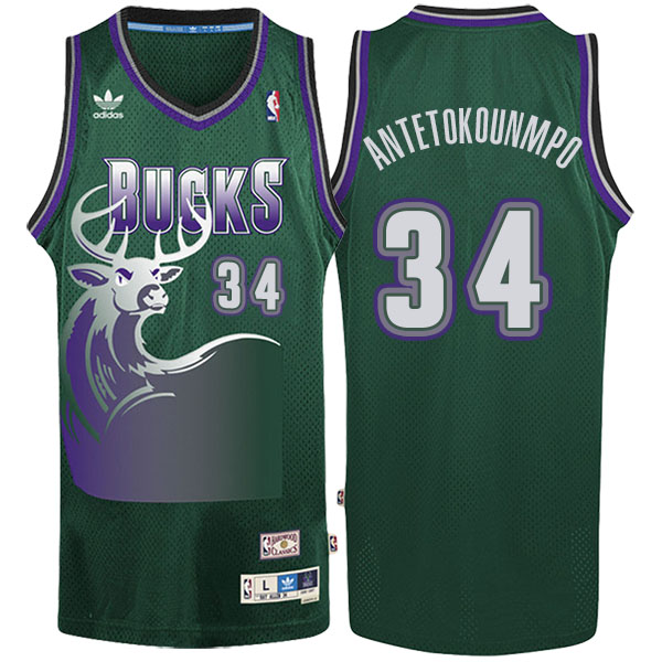 Men's  Giannis Antetokounmpo Milwaukee Bucks Adidas Hardwood Classic Swingman Green Jersey