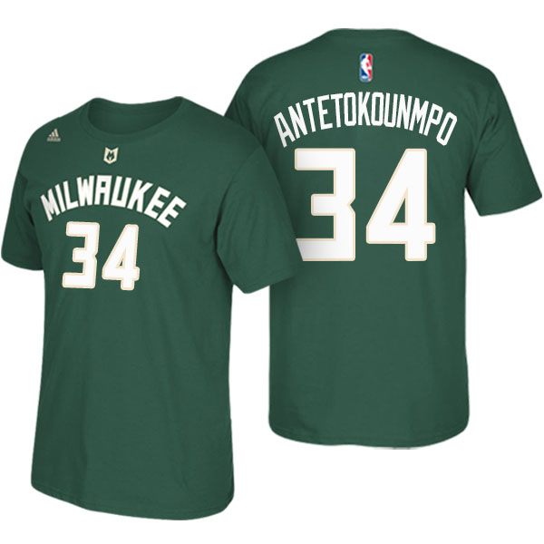 Men's  Giannis Antetokounmpo Milwaukee Bucks Adidas Net Number Green T-shirt